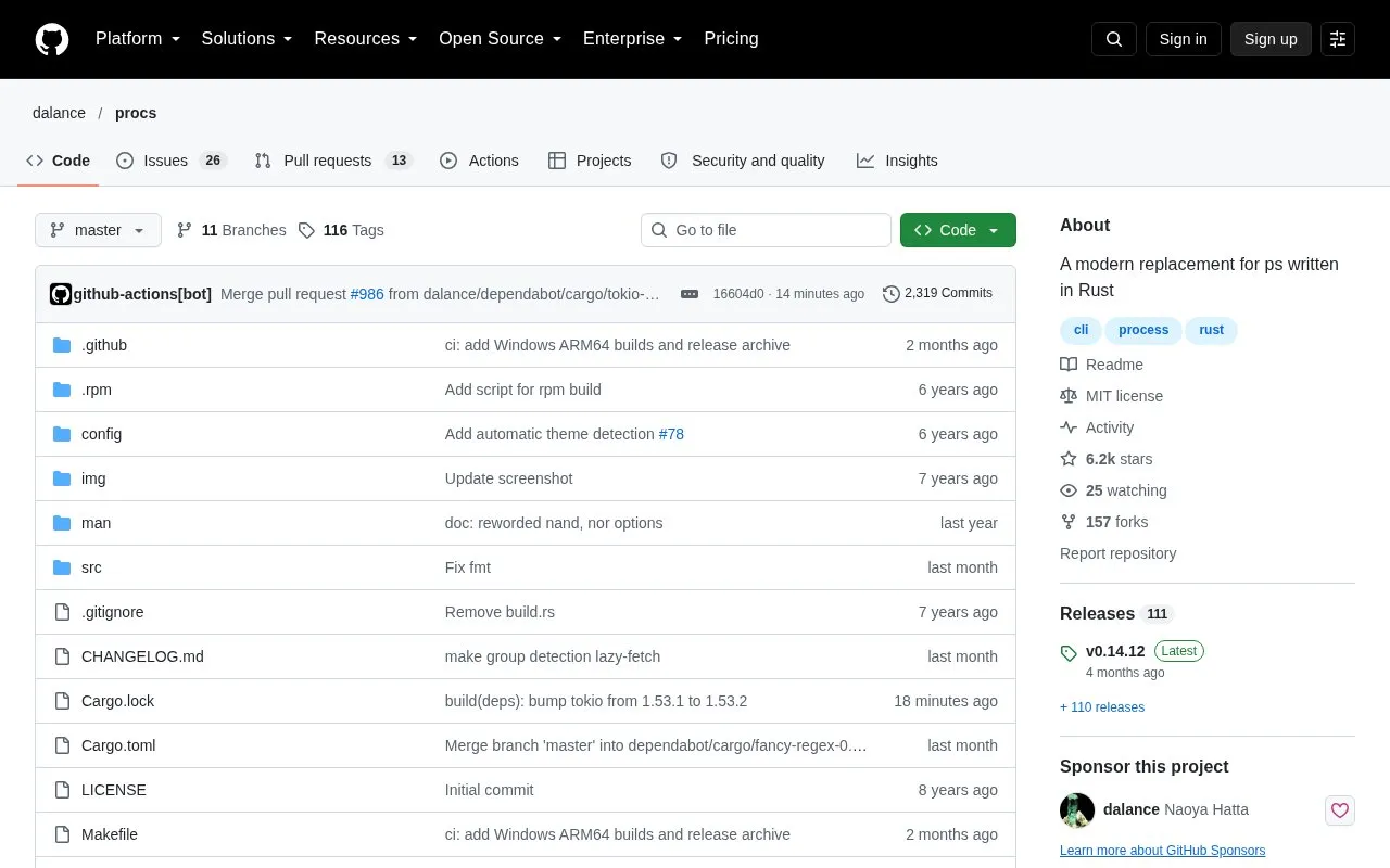 procs homepage screenshot