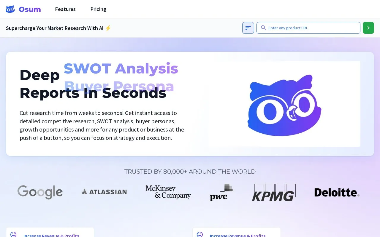 Osum homepage screenshot