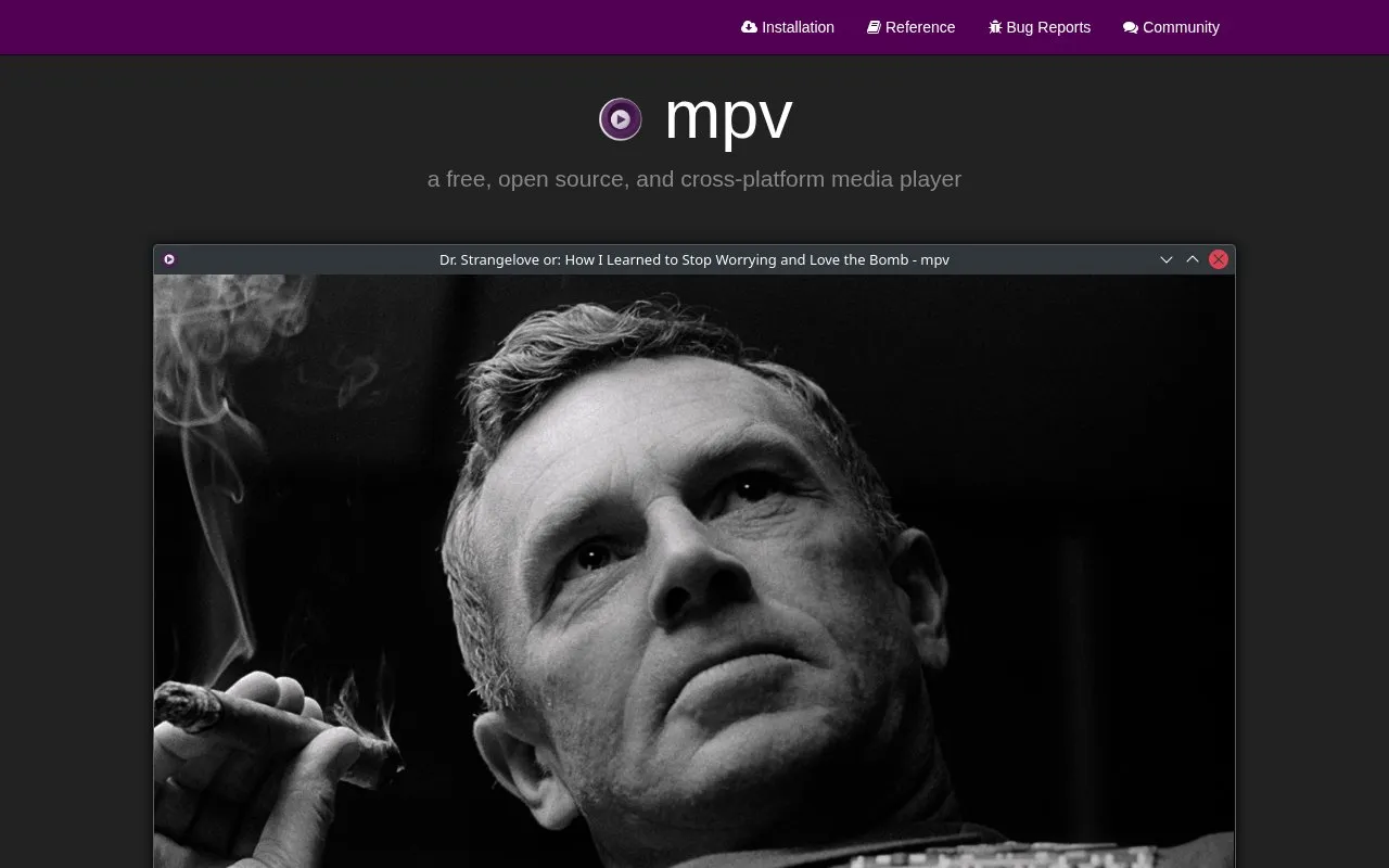 mpv homepage screenshot