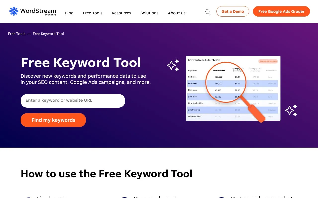 WordStream homepage screenshot
