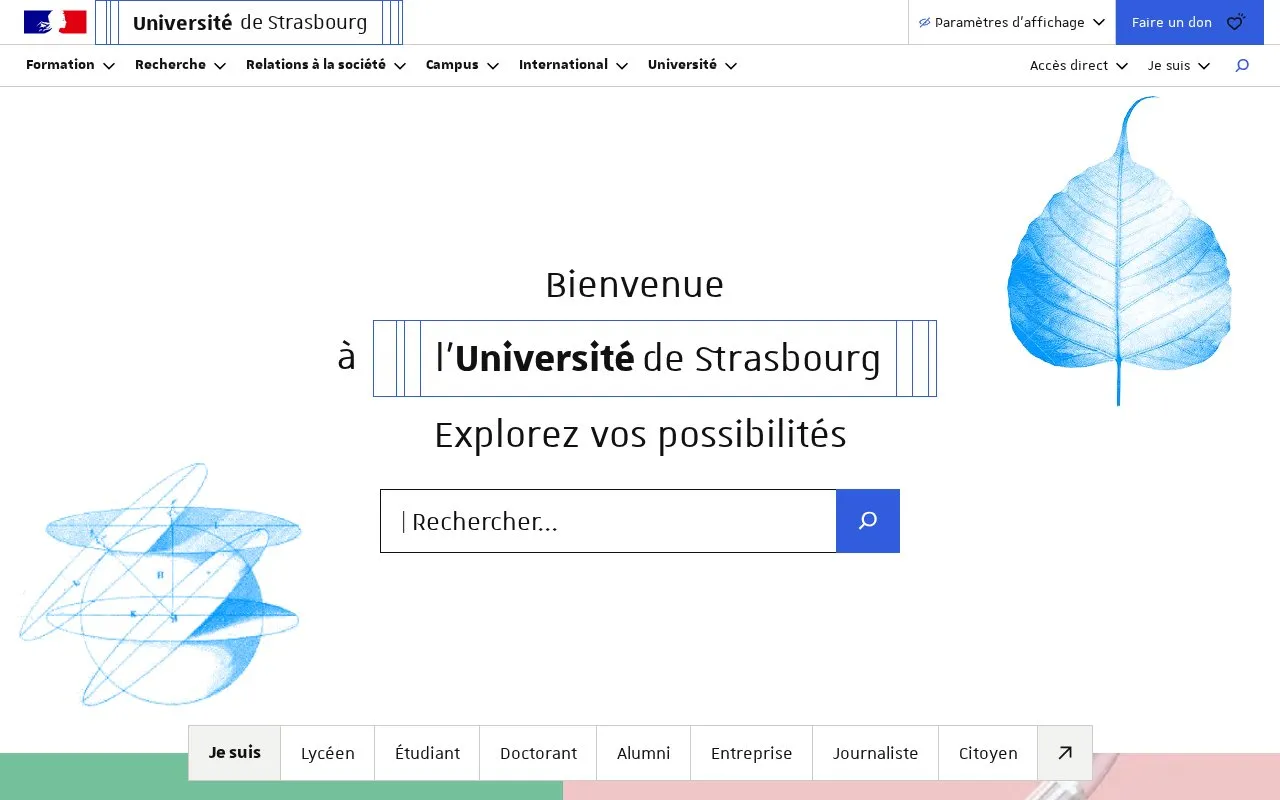 Universite de Strasbourg homepage screenshot