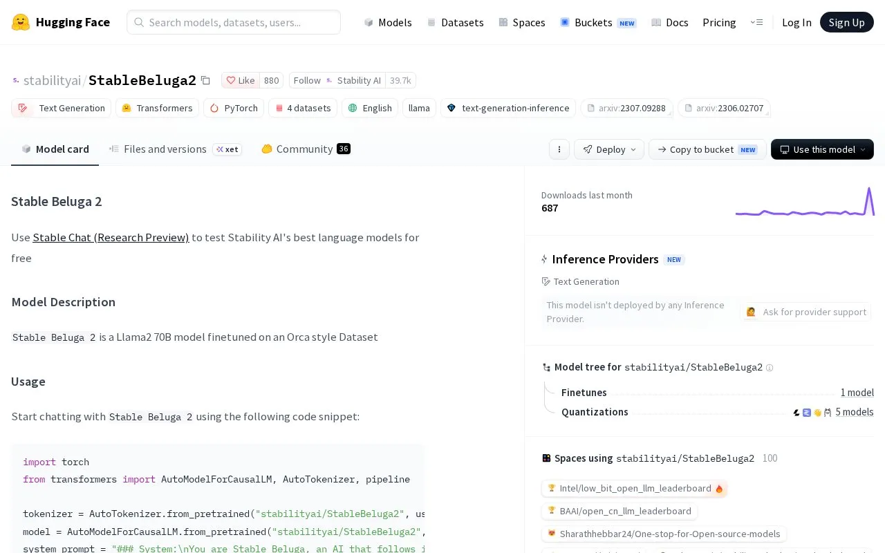 Stable Beluga 2 homepage screenshot