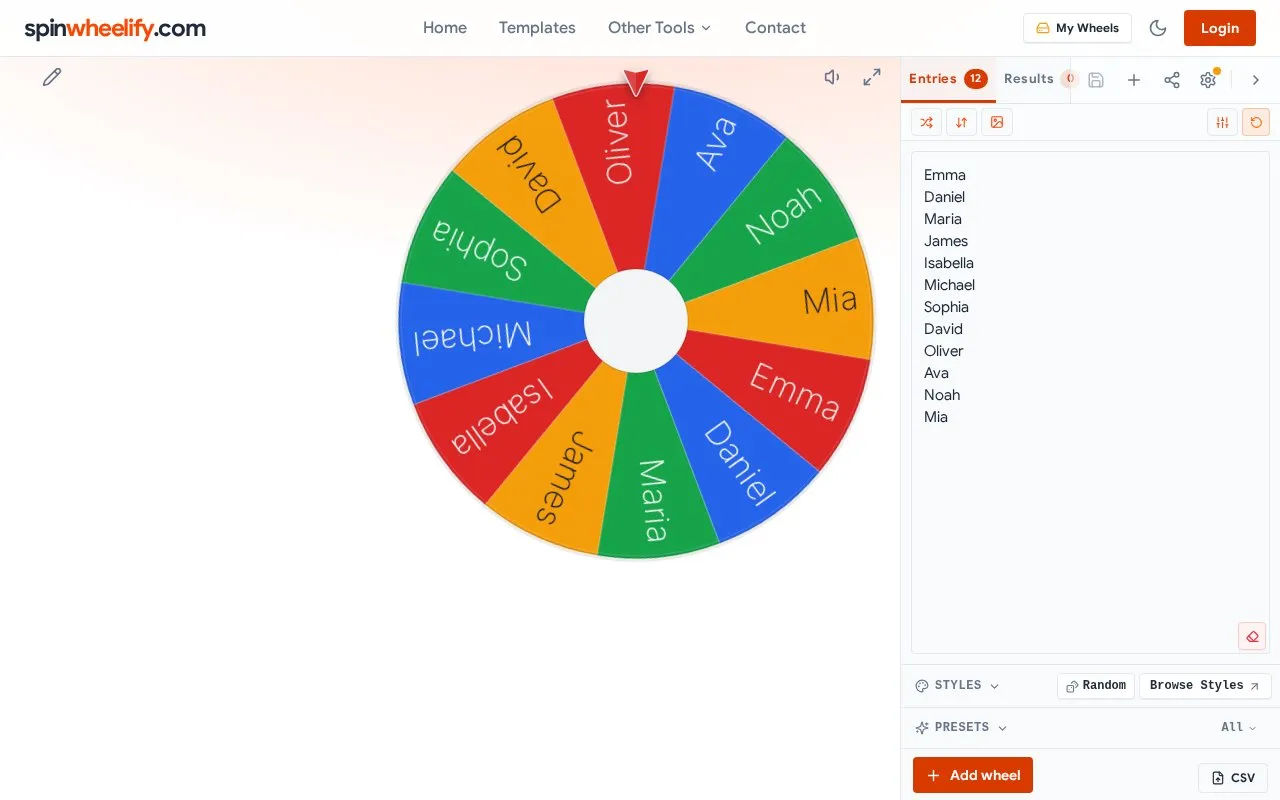 SpinWheelify homepage screenshot