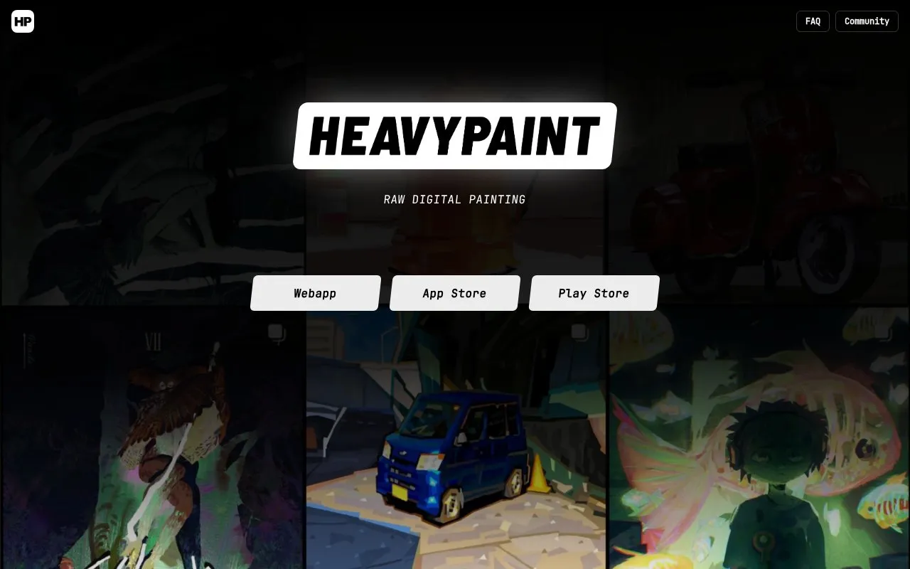 HeavyPaint homepage screenshot