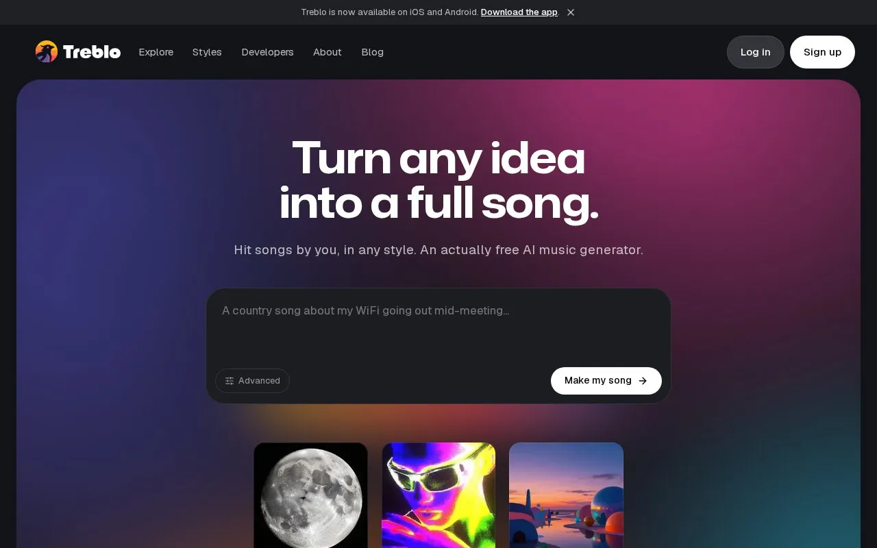 Treblo homepage screenshot