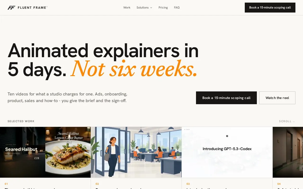 Fluentframe homepage screenshot