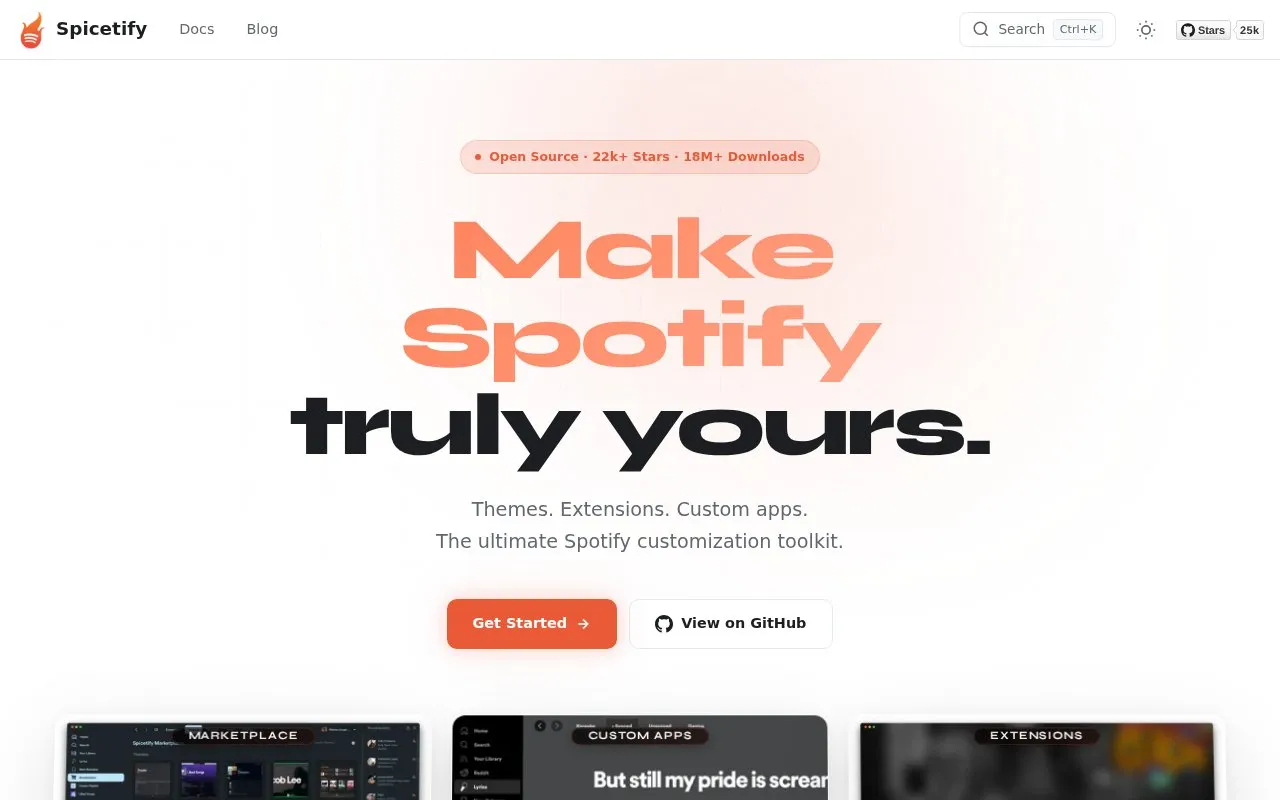 Spicetify homepage screenshot