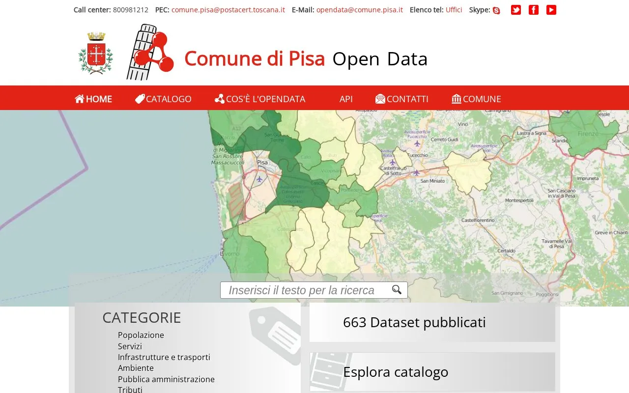 Pisa open data homepage screenshot