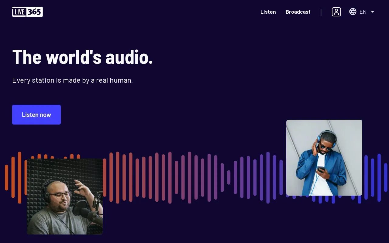 Live365 homepage screenshot