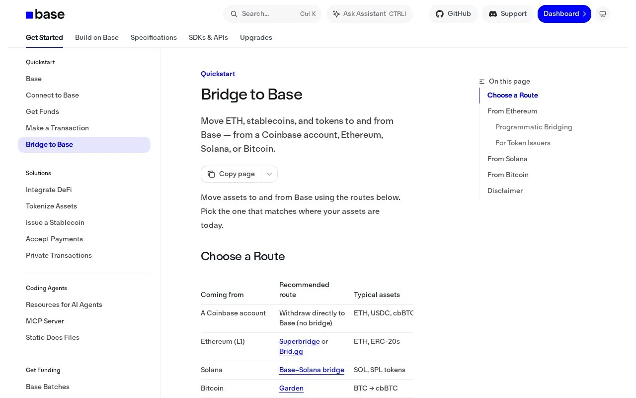 Base Bridge homepage screenshot