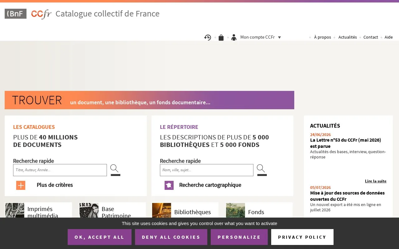 CCFr homepage screenshot
