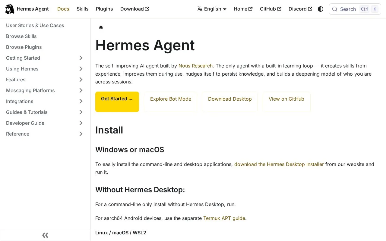 Docs homepage screenshot
