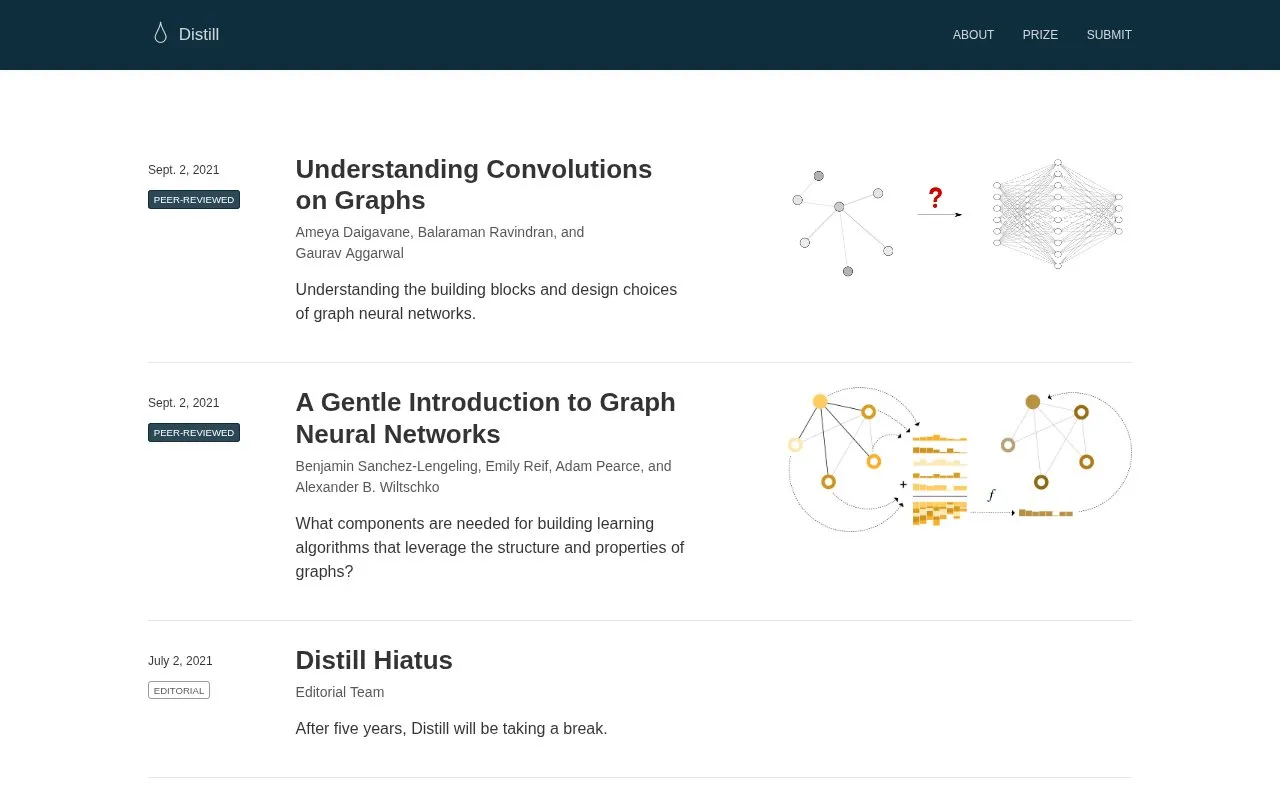Distill homepage screenshot