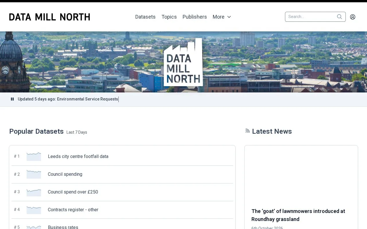 Leeds Data Mill homepage screenshot