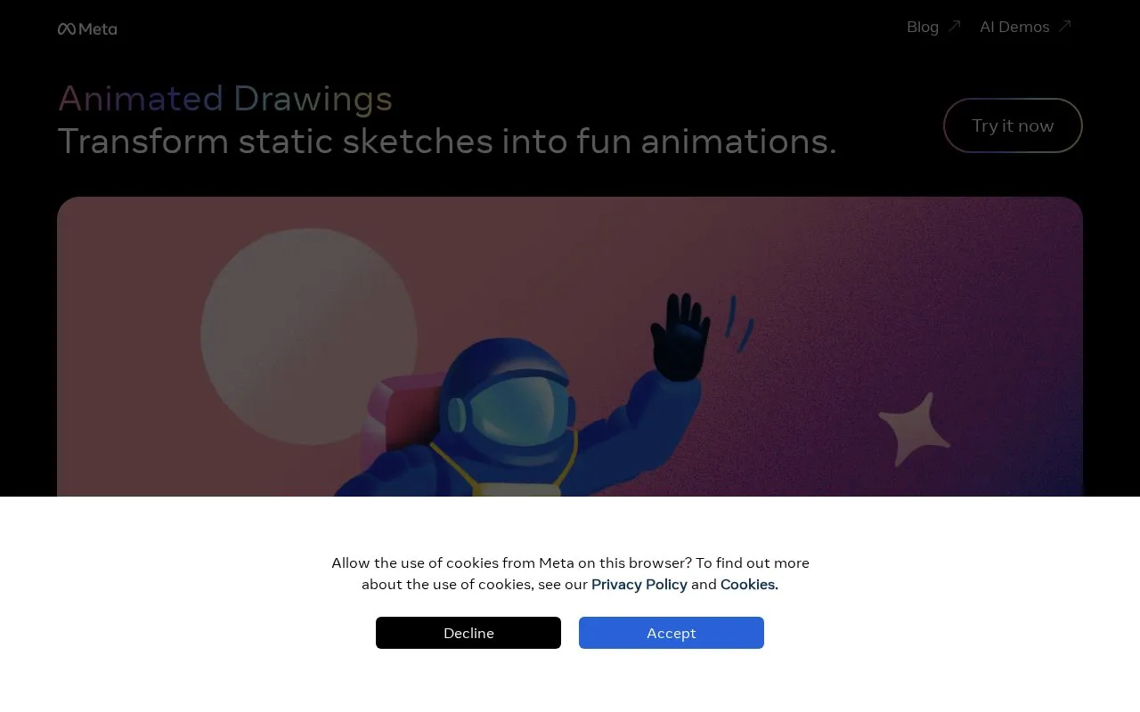 Animated Drawings homepage screenshot