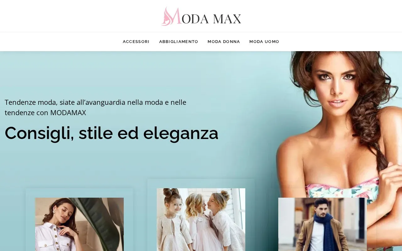 ModaMax homepage screenshot