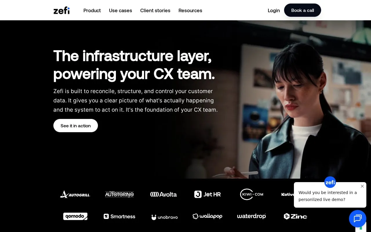 Zefi AI homepage screenshot