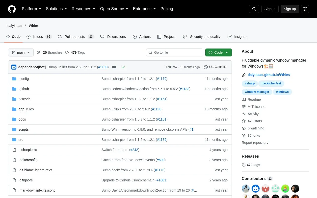 Whim homepage screenshot