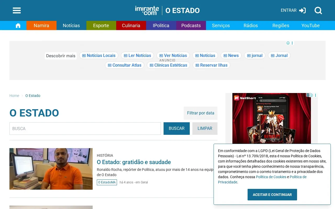 O Estado do Maranhão homepage screenshot