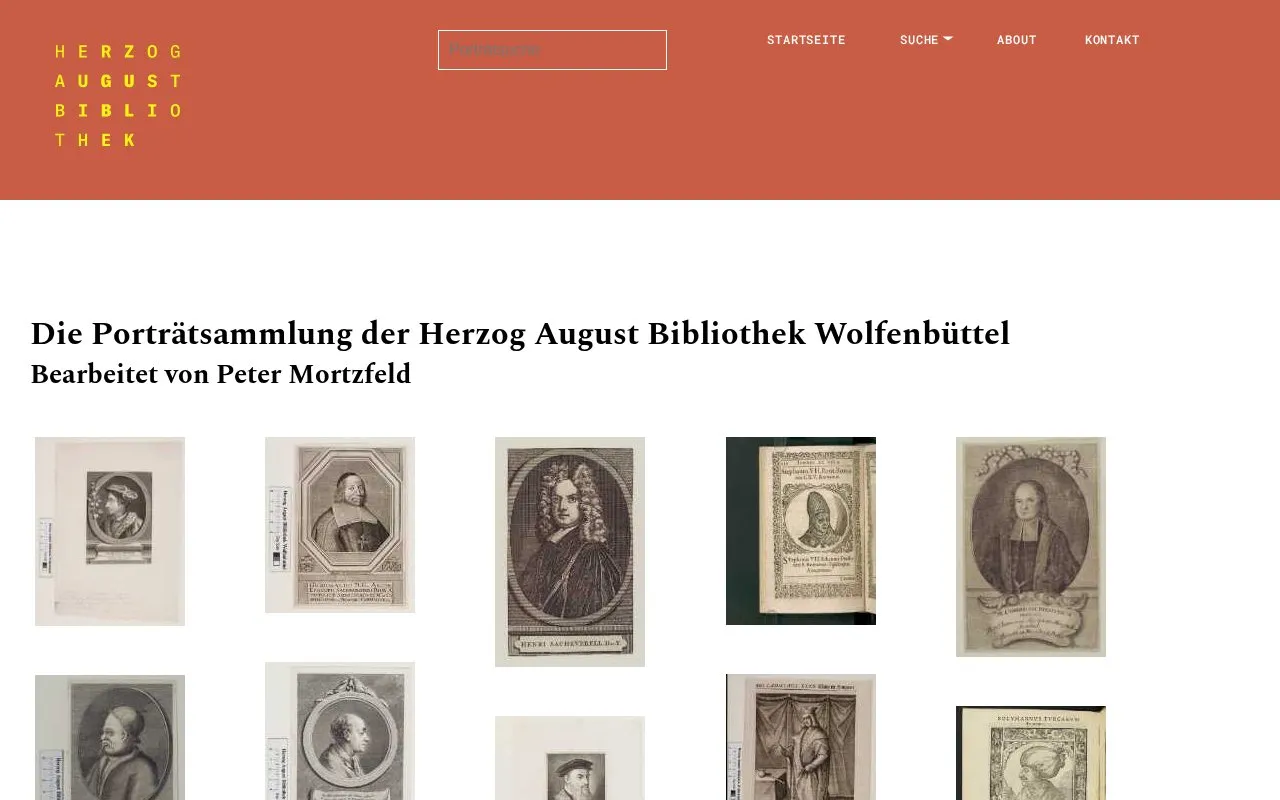 Porträtsammlung der Herzog August Bibliothek Wolfenbüttel homepage screenshot