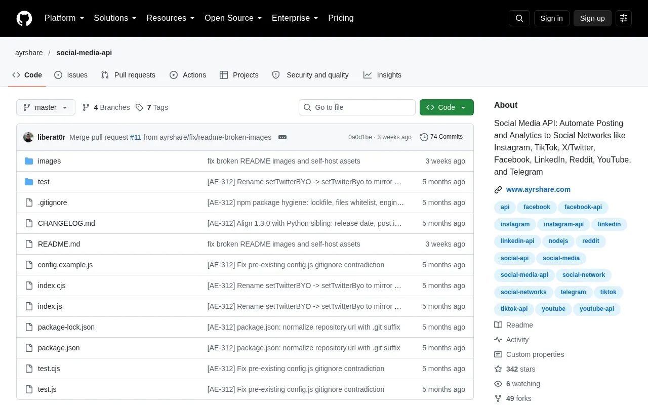 social-media-api homepage screenshot