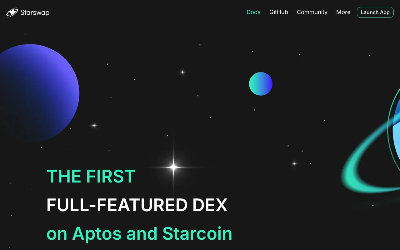 Starswap Starcoin homepage screenshot