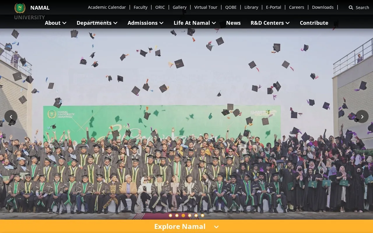 Namal University homepage screenshot