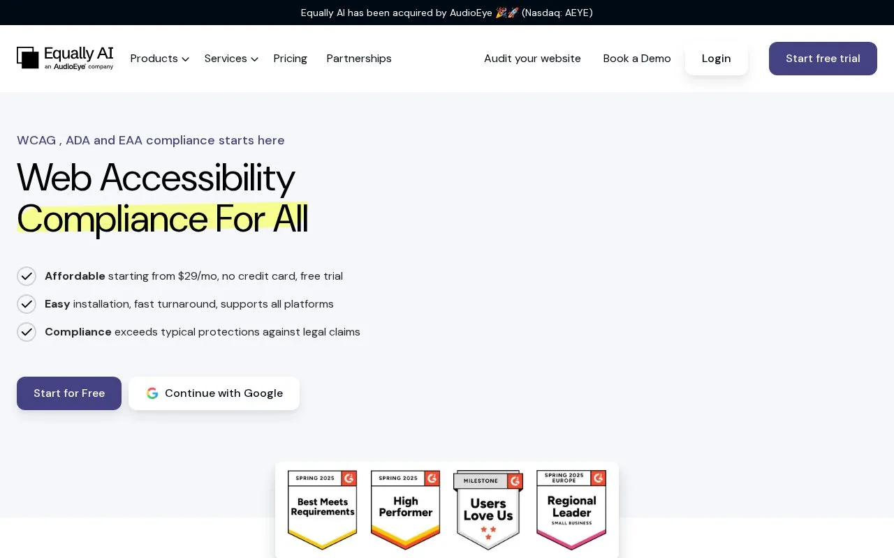 Equally AI homepage screenshot