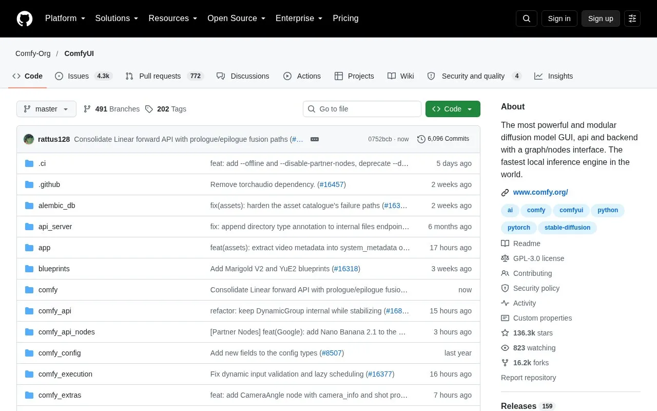 Comfy UI homepage screenshot