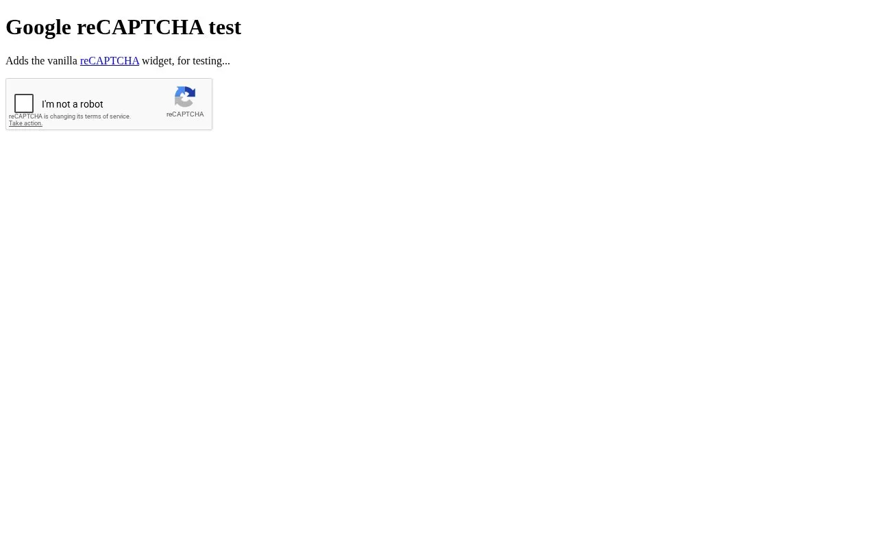 reCAPTCHA test homepage screenshot