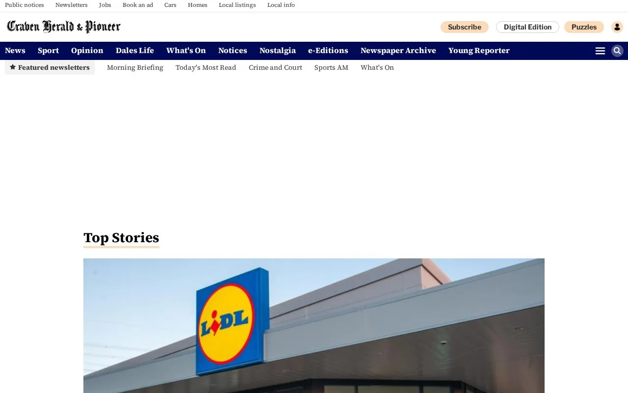 Craven Herald & Pioneer homepage screenshot