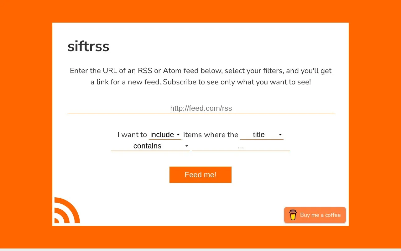 siftrss homepage screenshot