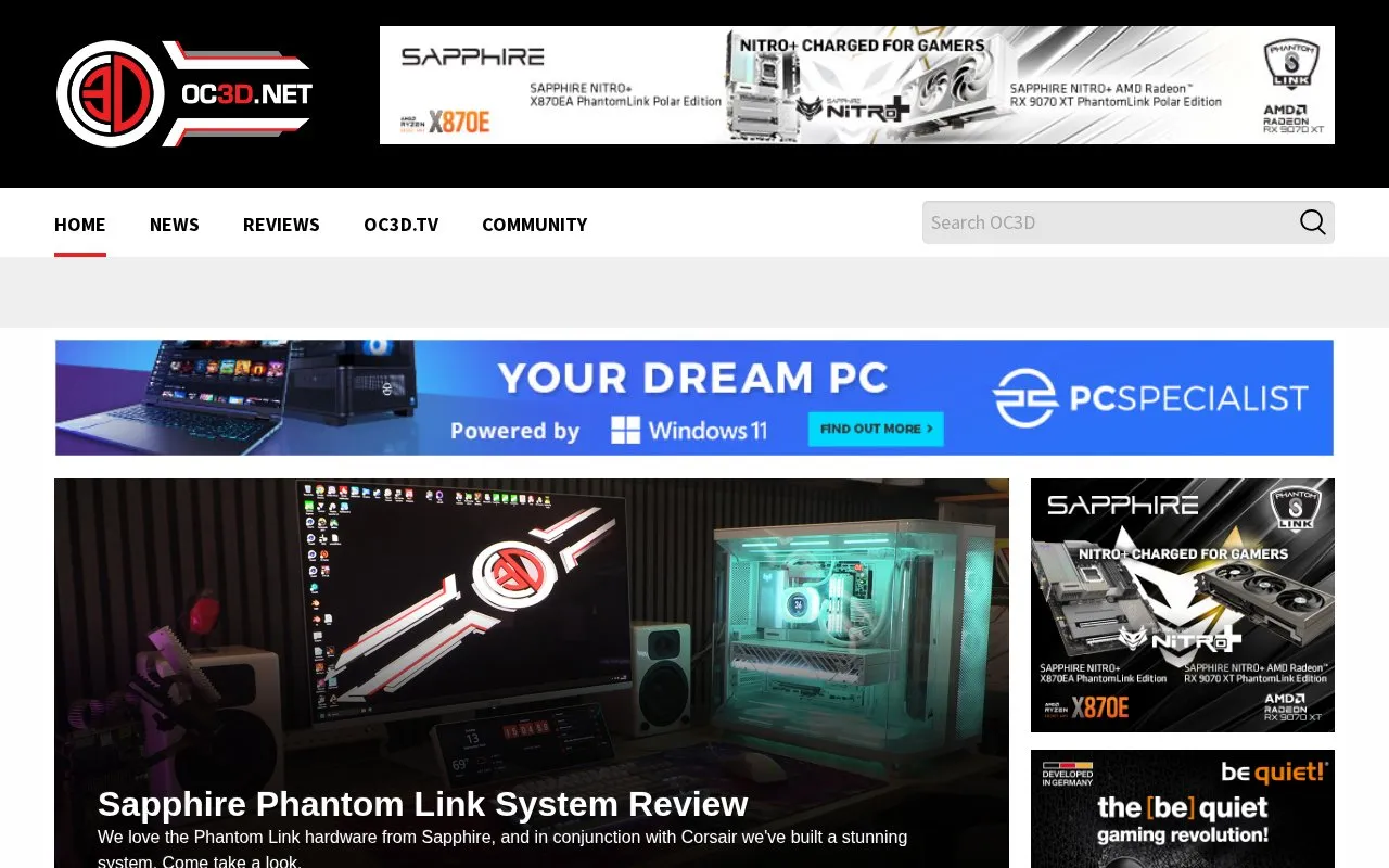 Overclock3D homepage screenshot