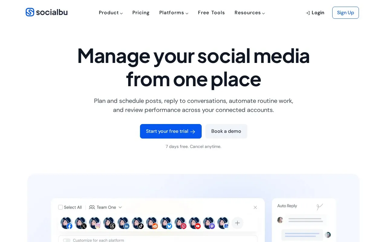 SocialBu homepage screenshot