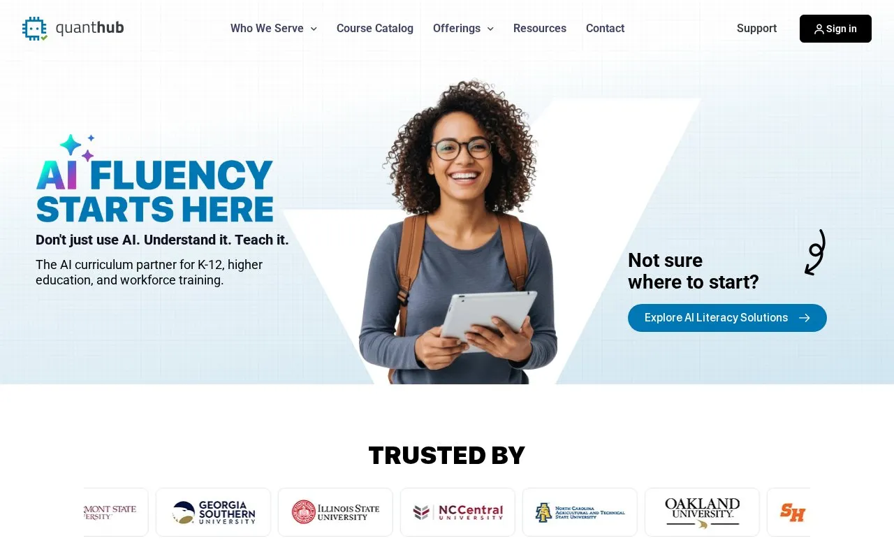 QuantHub homepage screenshot