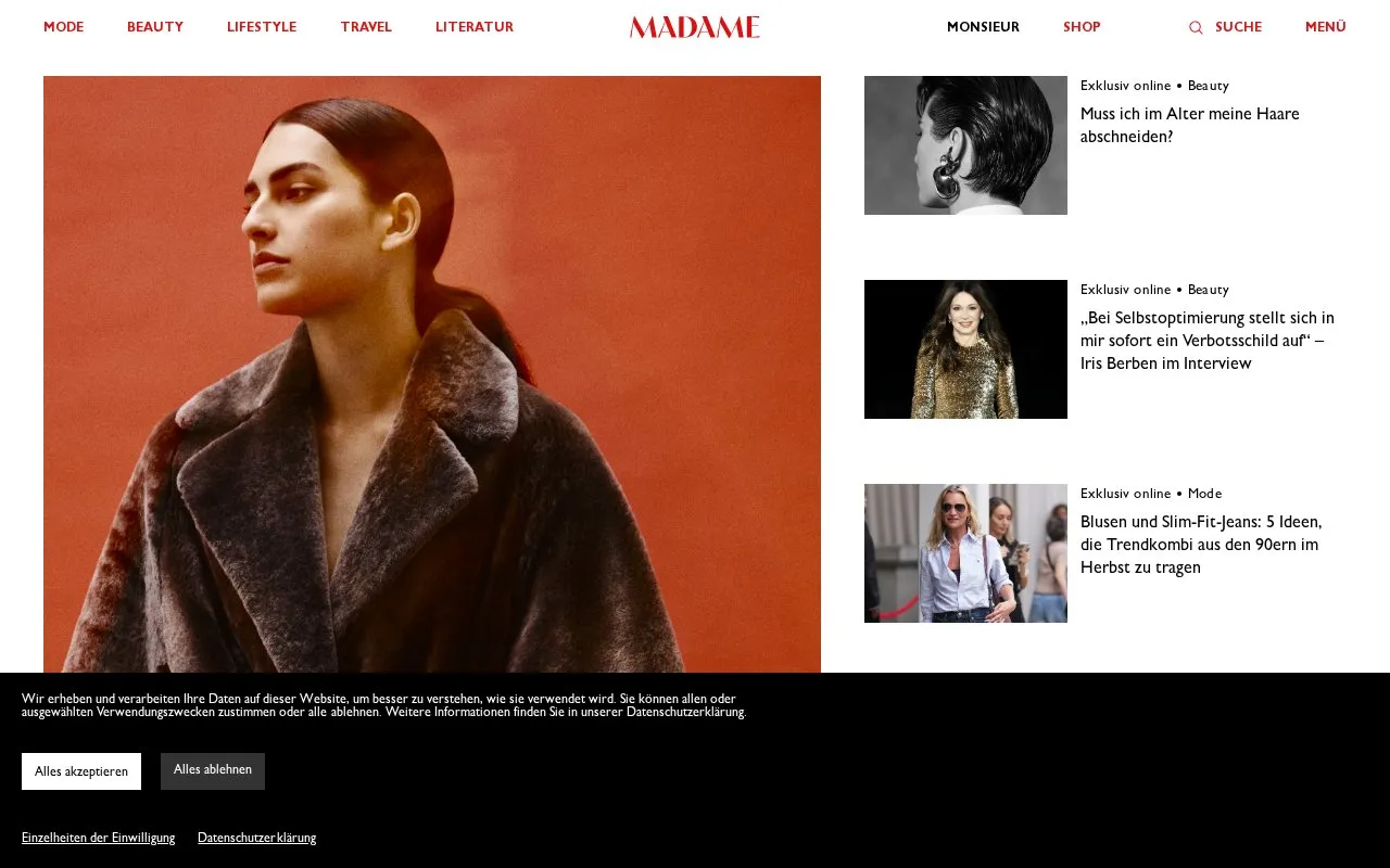 Madame homepage screenshot