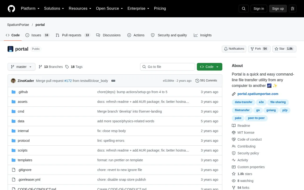 portal homepage screenshot