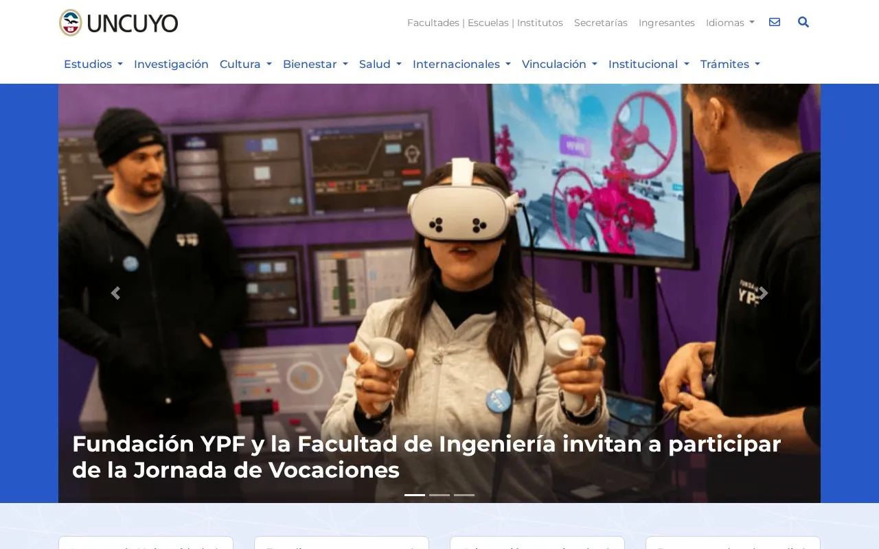 Universidad Nacional de Cuyo homepage screenshot