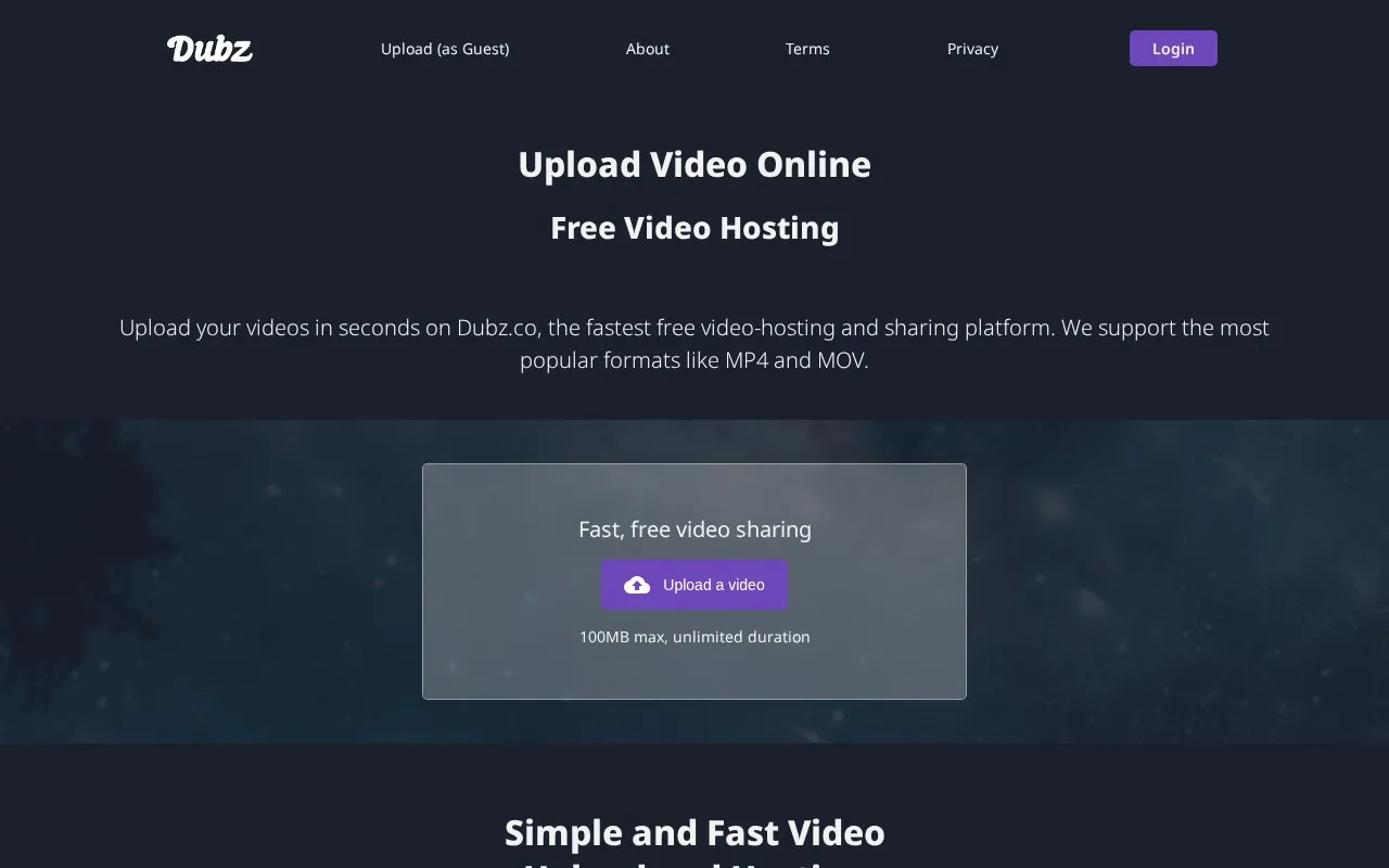 Dubz homepage screenshot