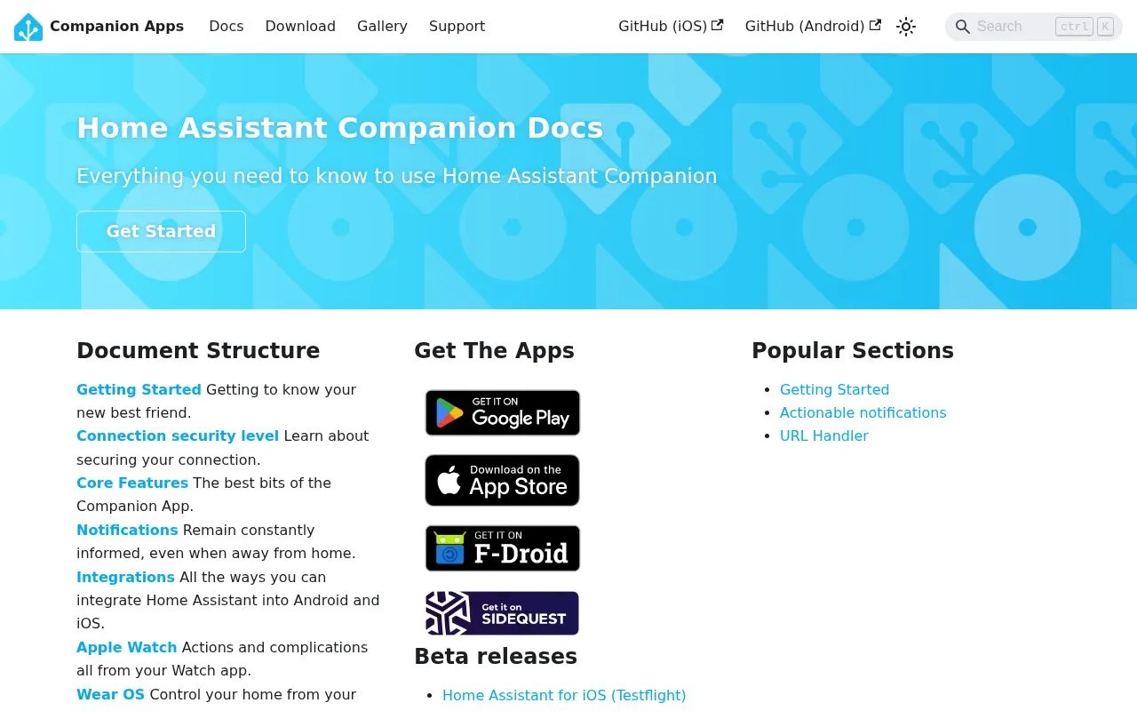 Mobile Apps homepage screenshot