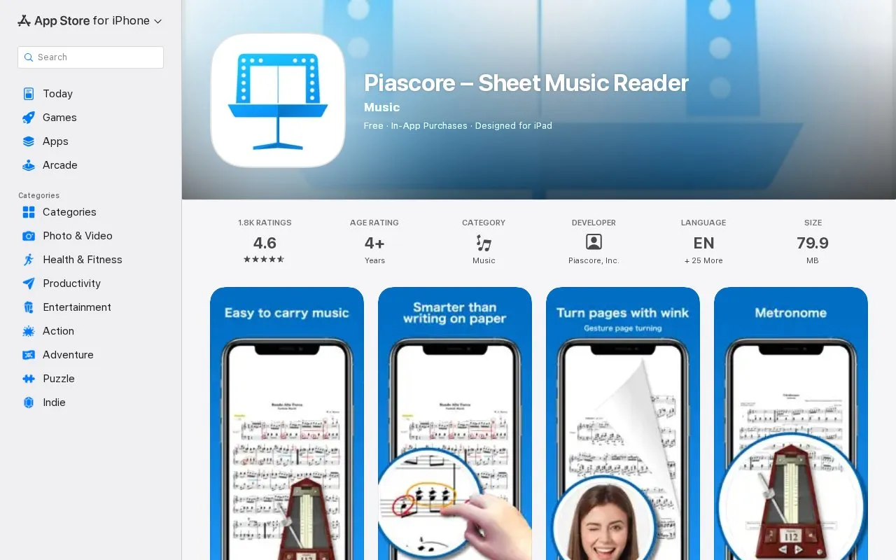 Piascore homepage screenshot