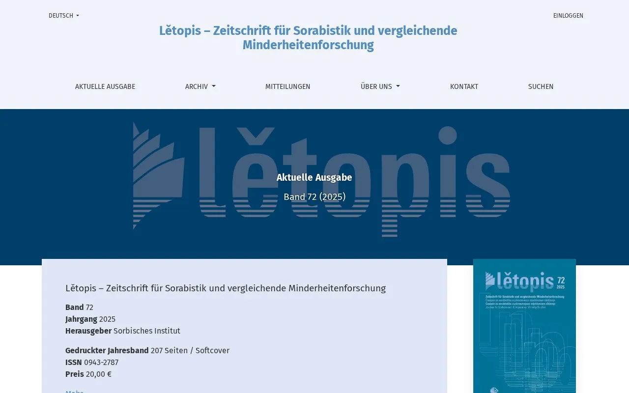 Lětopis homepage screenshot