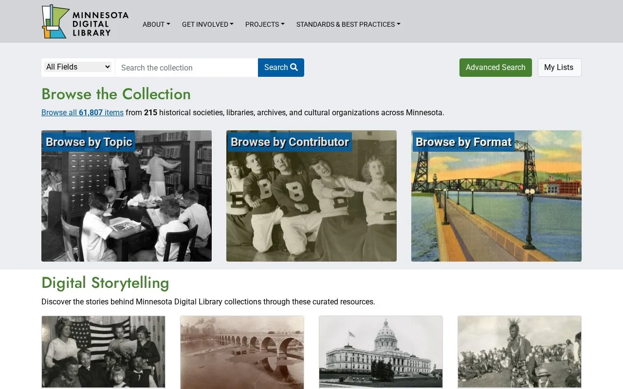 Minnesota Digital Library homepage screenshot