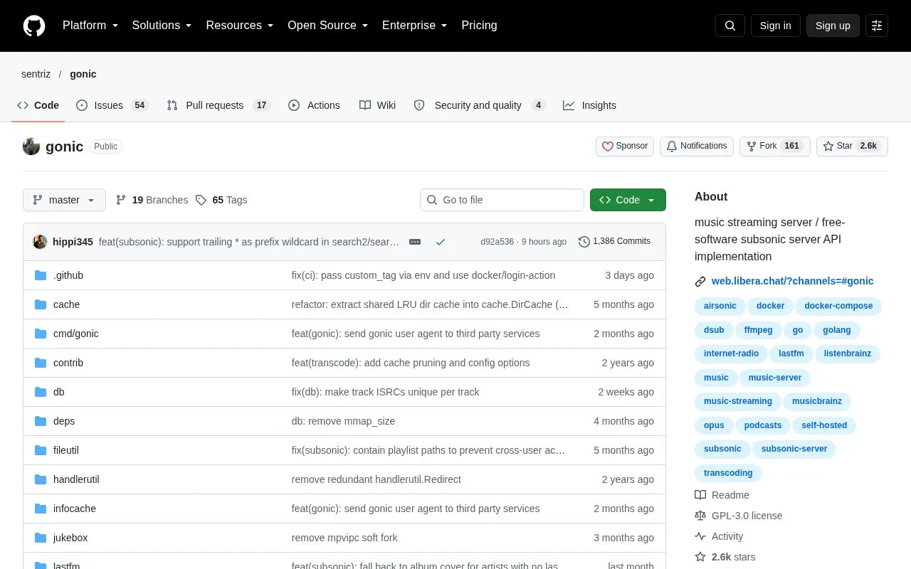 Gonic homepage screenshot