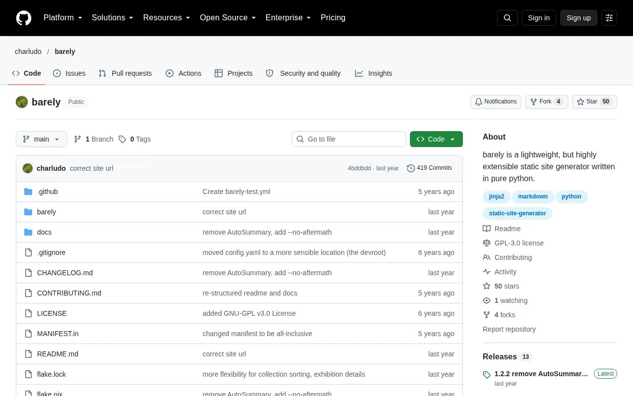 Barely homepage screenshot
