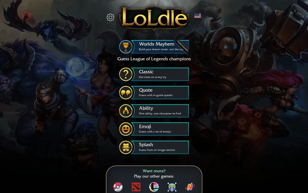 LoLdle homepage screenshot