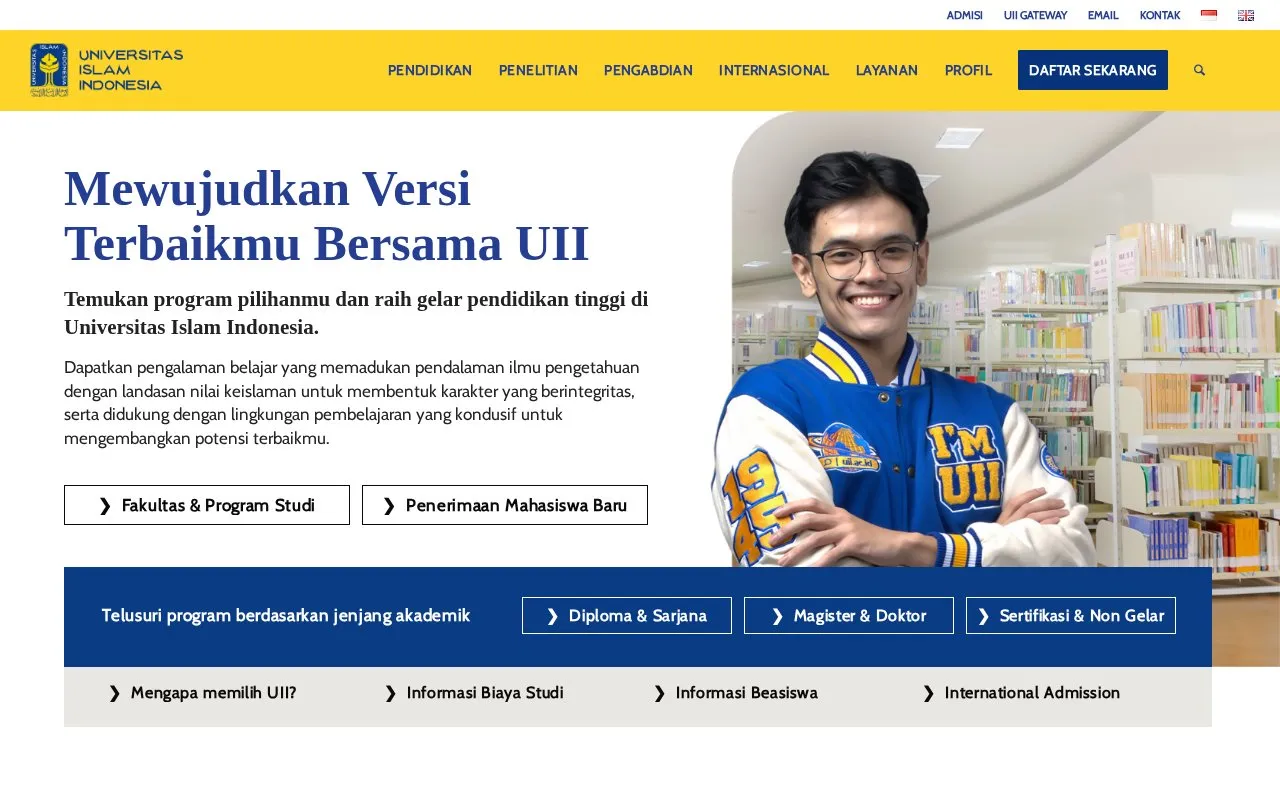 Islamic University of Indonesia homepage screenshot