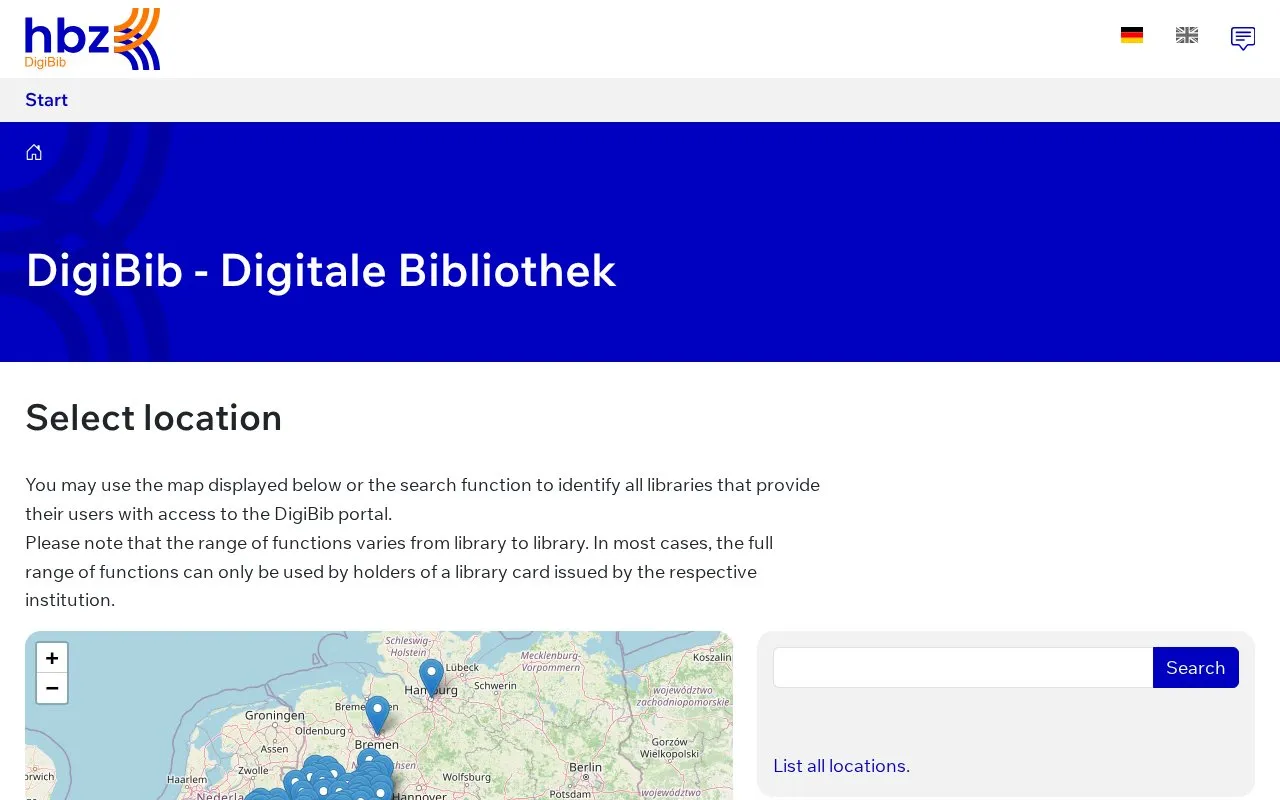 Digitale Bibliothek homepage screenshot