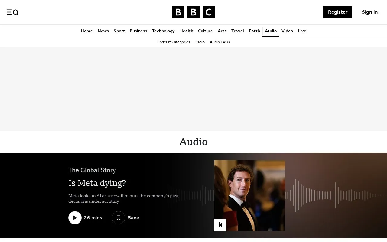 BBC Sounds homepage screenshot