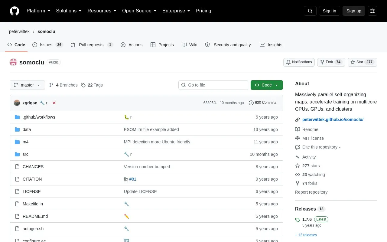 somoclu homepage screenshot